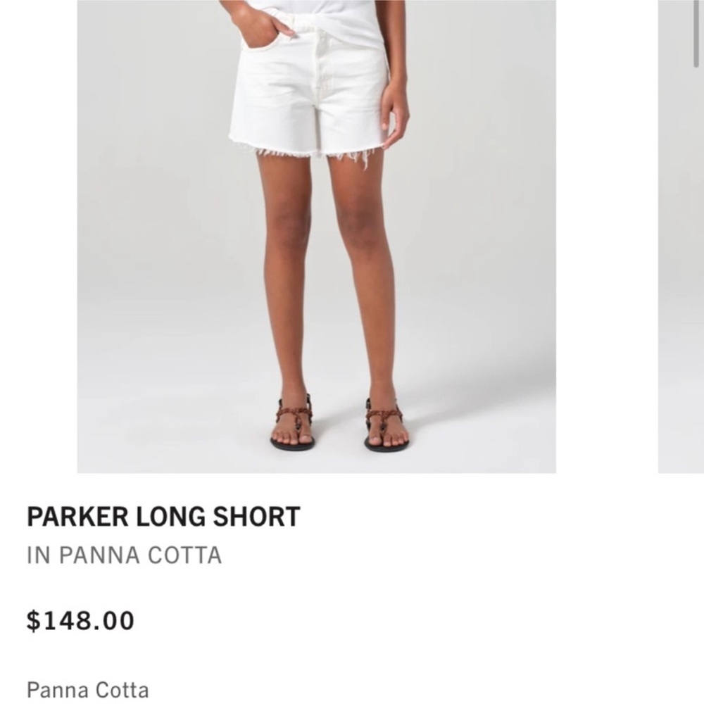 Agolde white Parker long shorts cut off raw hem size 32 organic cotton denim - Picture 5 of 8